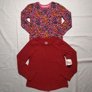 Girls Shirts 4T 5T Red Pink Long Sleeve Shirts Cheetah 2 Kids Tops Mixed Brands